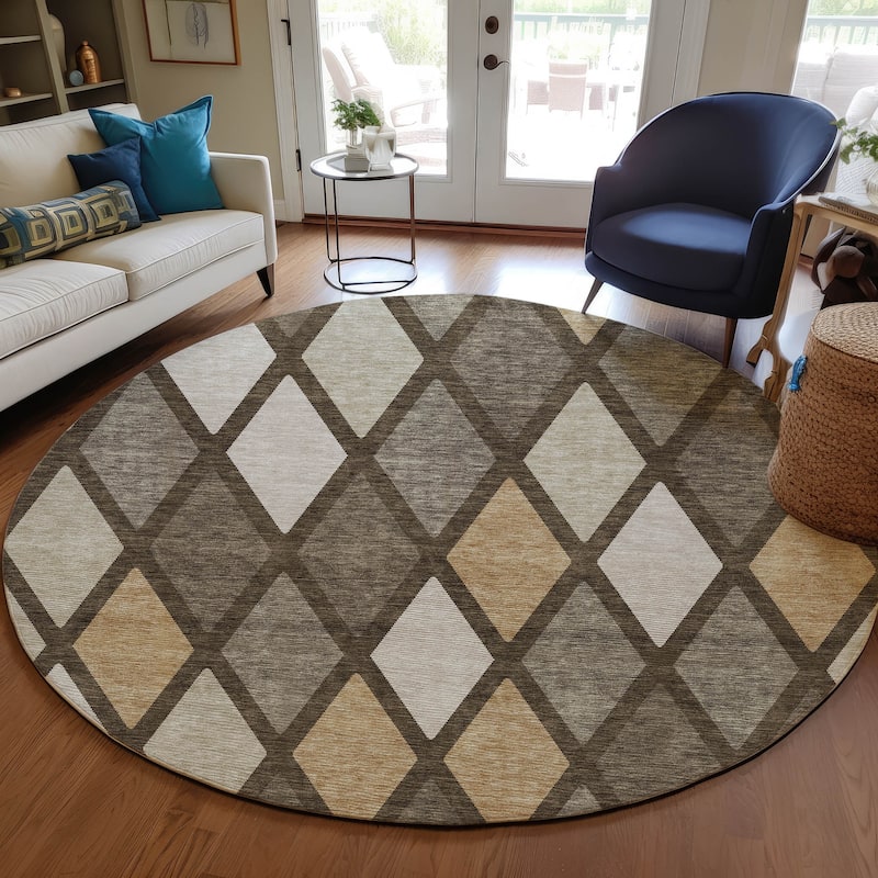 Machine Washable Indoor/ Outdoor Chantille Diamond Prism Rug