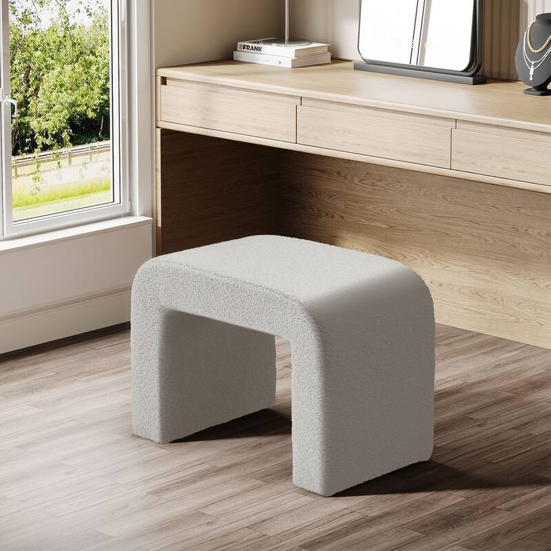 Upholstered Vanity Stool, Arched Ottoman Footrest, Dressing Chair Sofa Footstool Shoe Bench