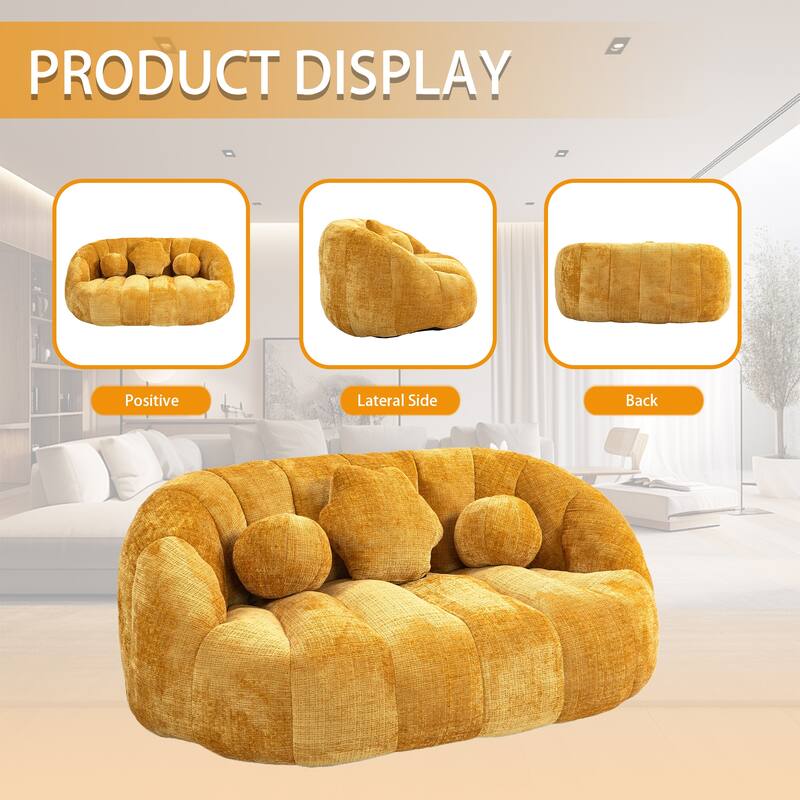 Chenille Upholstered Durable Comfort Lounger Bean Bag Lazy Sofa