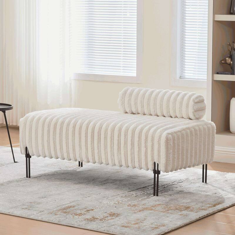 End of Bed Bench Window Ottoman Footrest with Adjustable Back for Living Room Bedroom Entryway Hallway Small Space