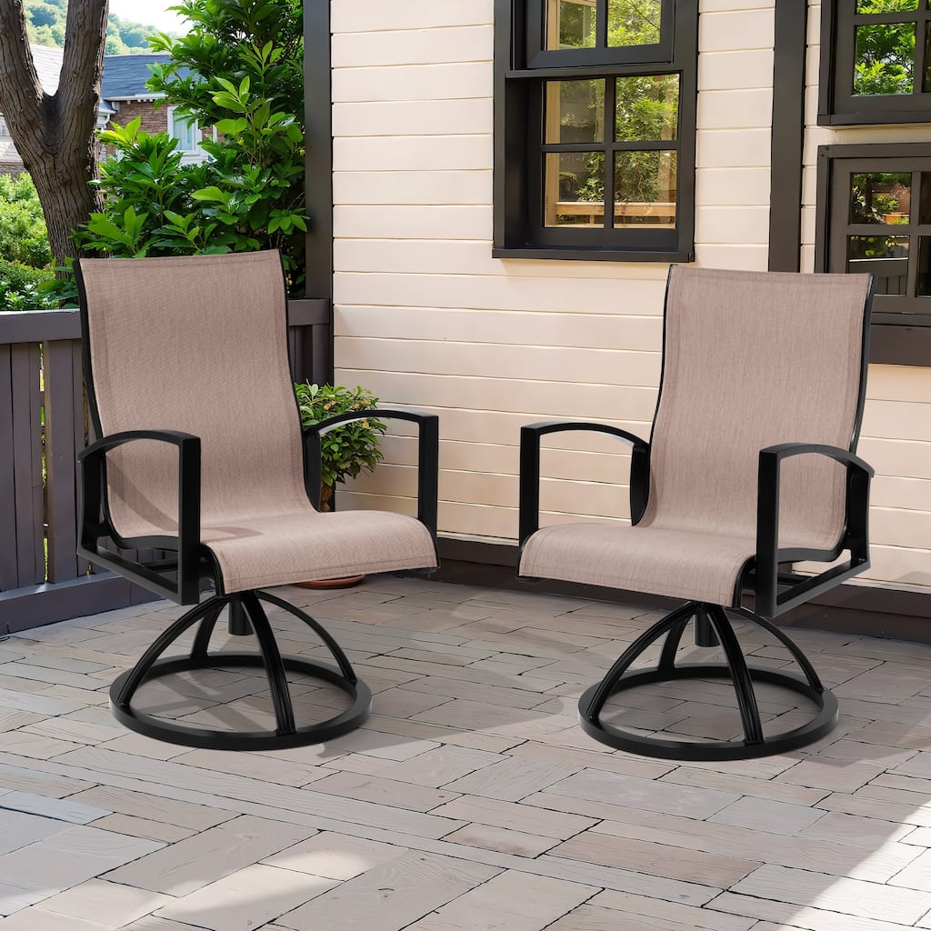 Outdoor Patio Aluminum Swivel Dining Chairs Armchair Sunbrella Fabric