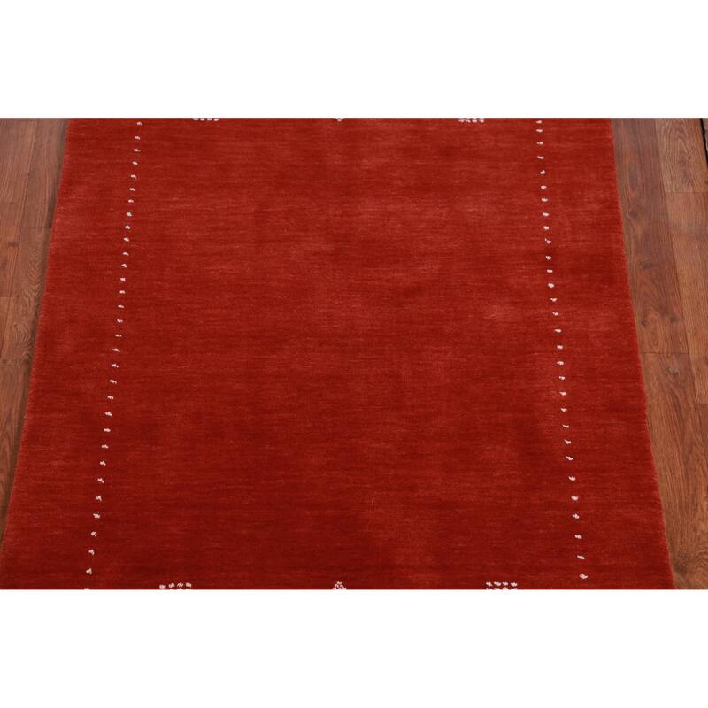 Hand Knotted Oriental 100% Wool Carpet Tribal Tribal Oranges & Rust Gabbeh Area Rug - 4' 10'' X 3' 4''