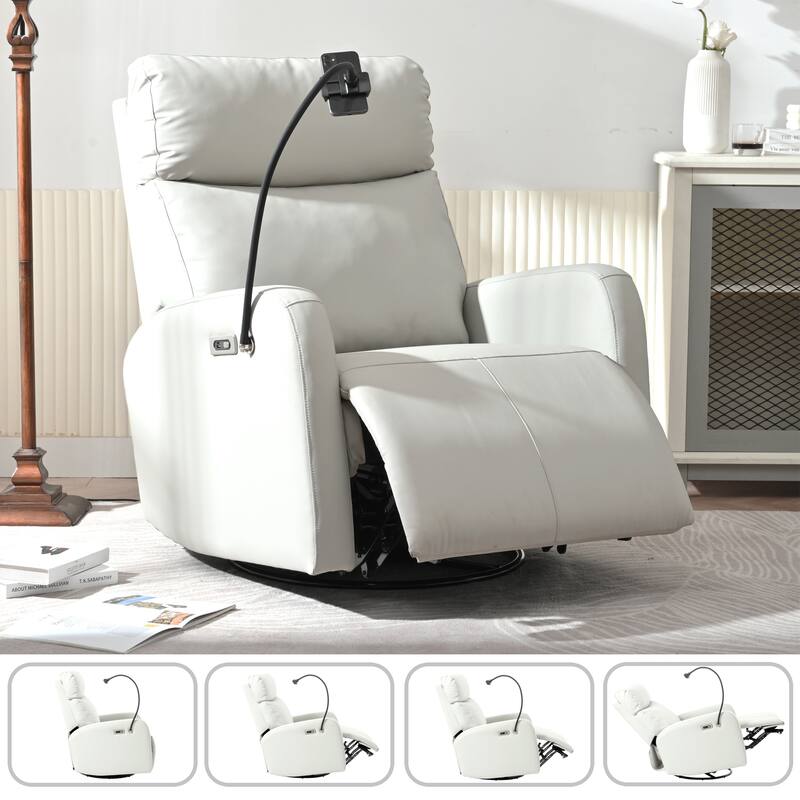 270°Power Swivel Rocker Recliner Chair, Electric Glider Reclining Sofa with USB Ports,Power Swivel Glider