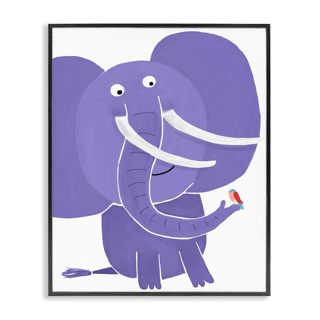Stupell Elephant & Bird Friends Framed Giclee Art Design By Carla Daly
