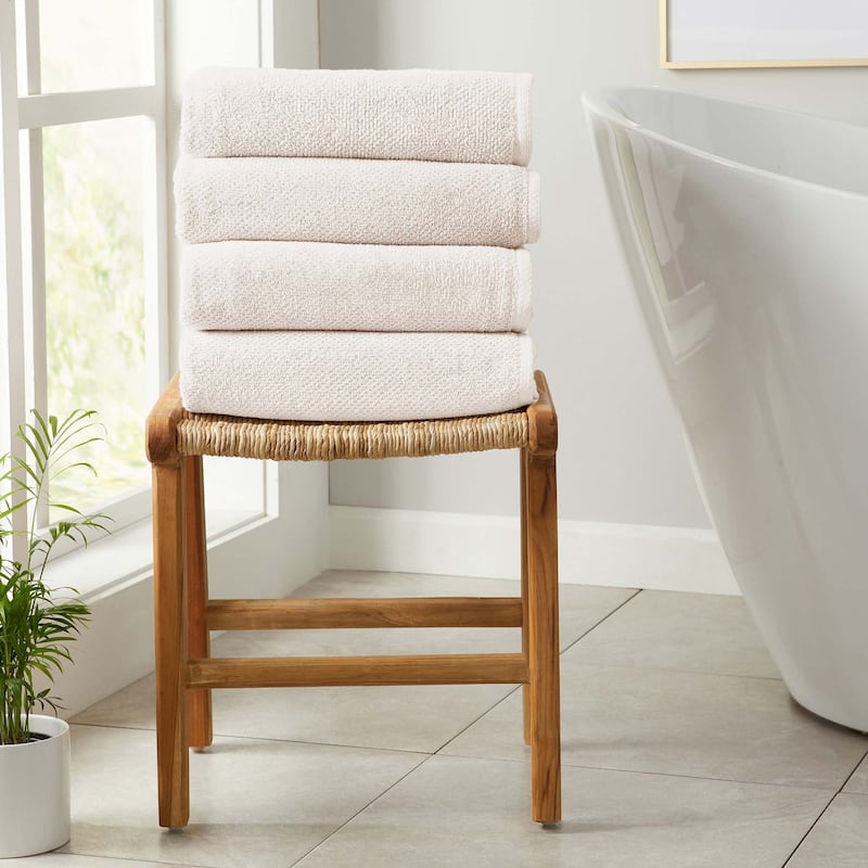 100% Cotton Acacia Collection Ultra Absorbant Popcorn Bath Towels - Bath Towel (Pack of 4) - Ivory