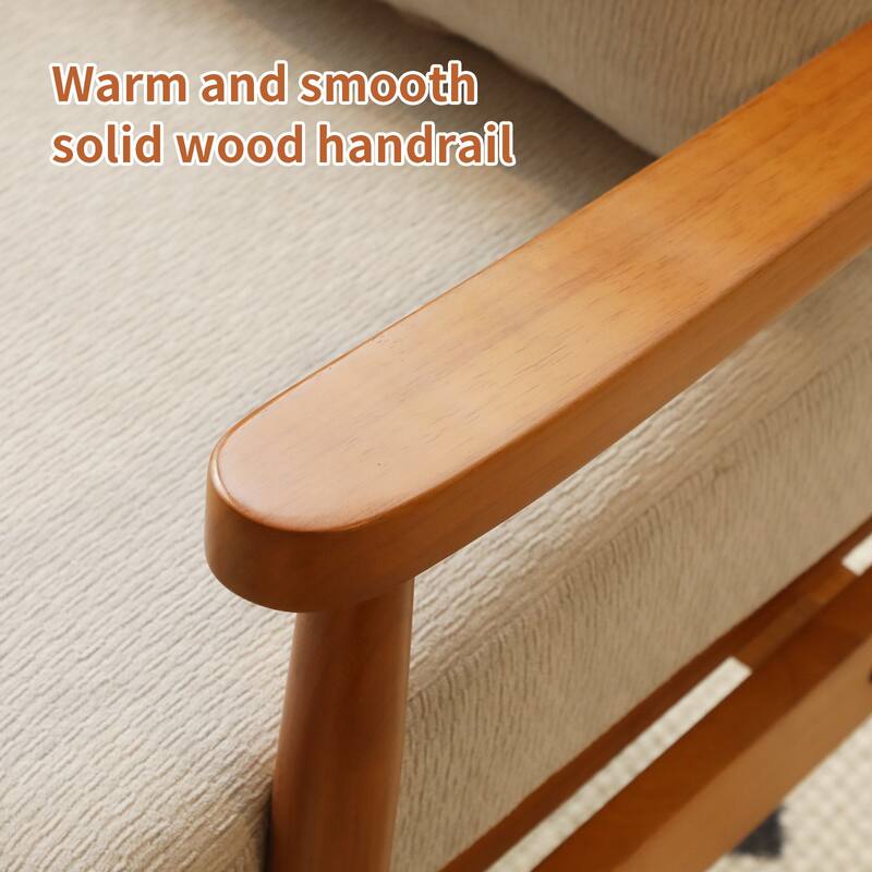 Accent Chair with Solid Wood Frame, Living Room Chair with Soft Fabric Cushion, Cozy Bedroom Chair, Comfy Armless Reading Chair