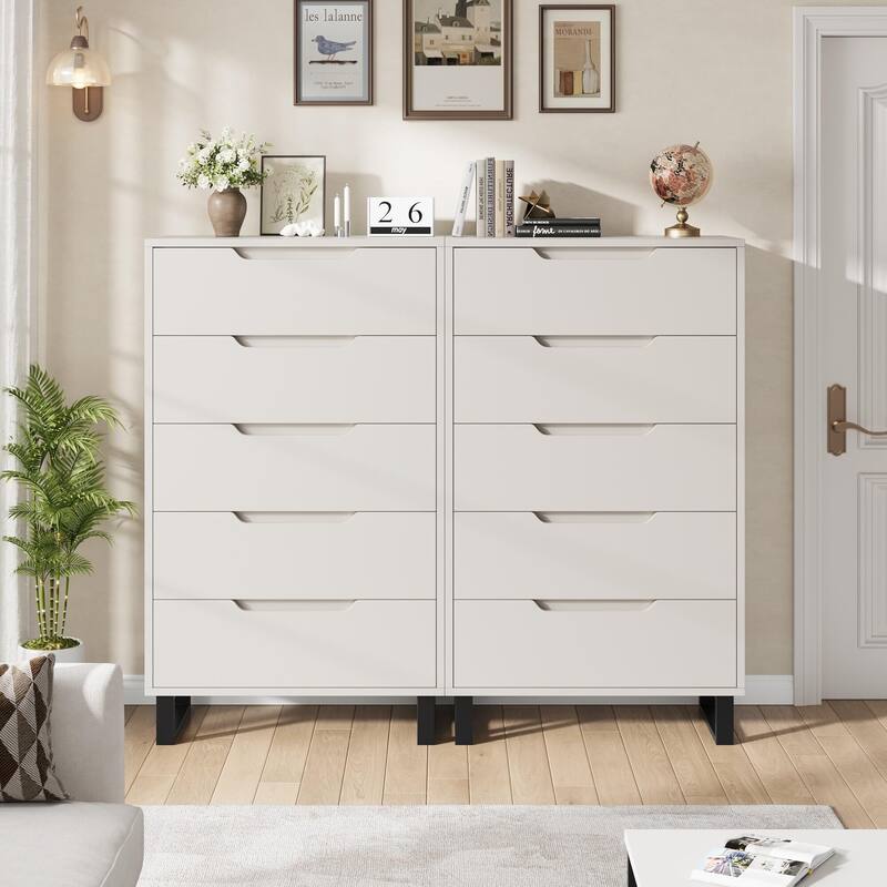 5 Dresser for Bedroom, 50" Tall Dresser, Freestanding Vertical Drawer with Storage, Wooden Closet Chest Storage