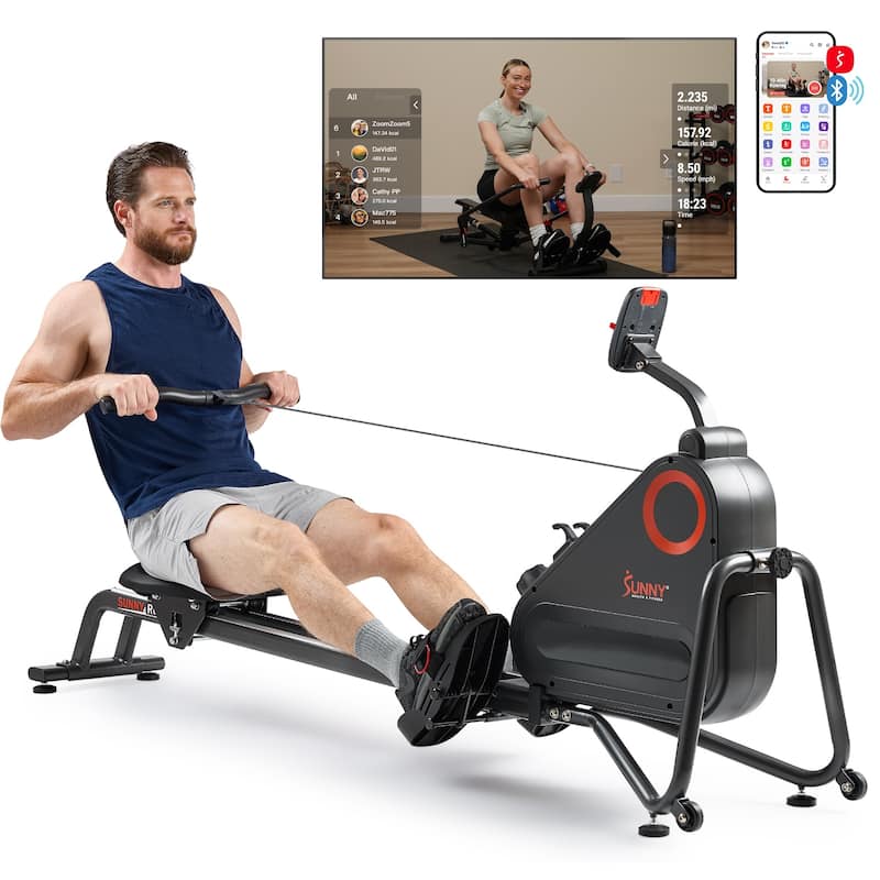 Sunny SMART Silent Magnetic Rowing Machine w Dual Slide Rail 300 LB RW523021