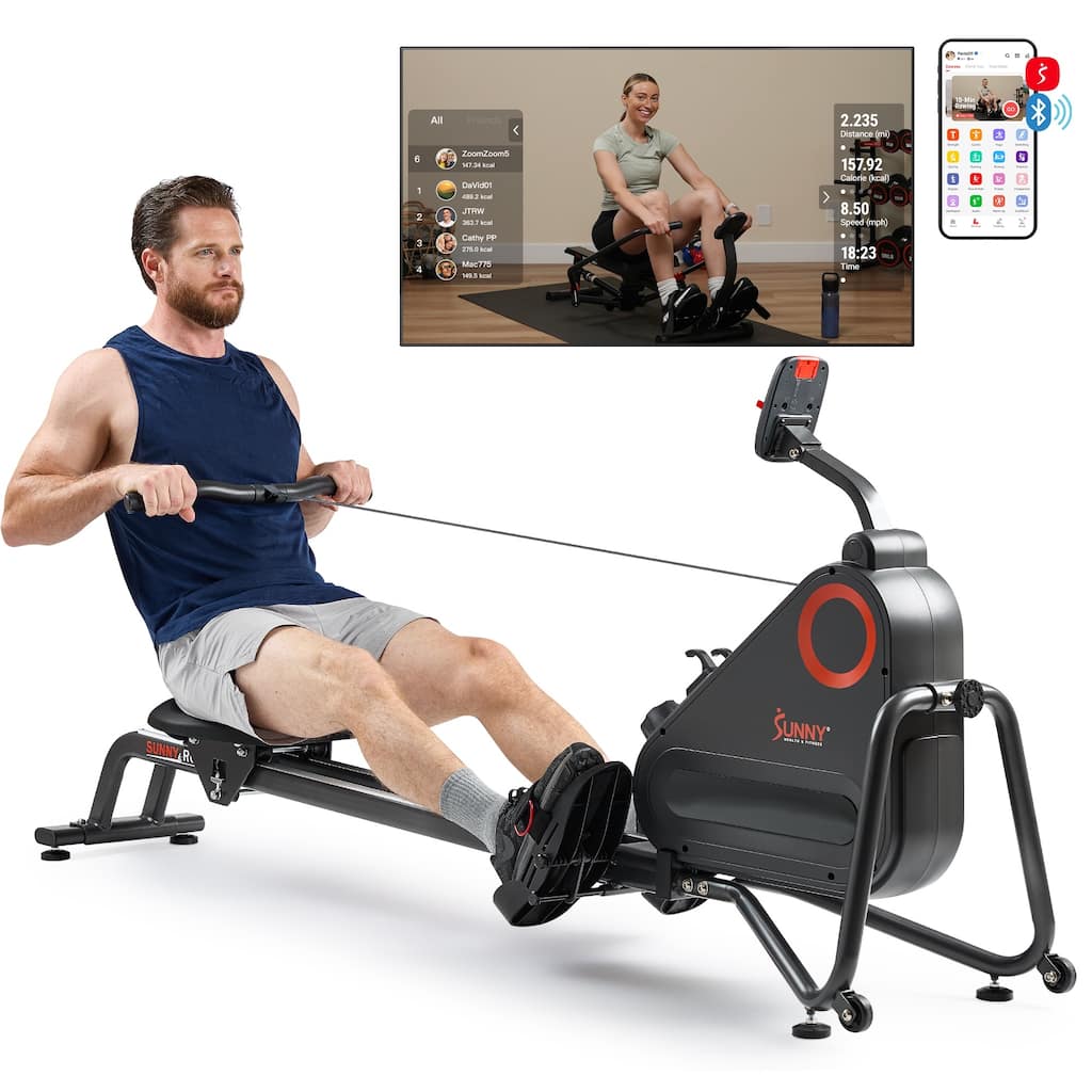 Sunny SMART Silent Magnetic Rowing Machine w Dual Slide Rail 300 LB RW523021