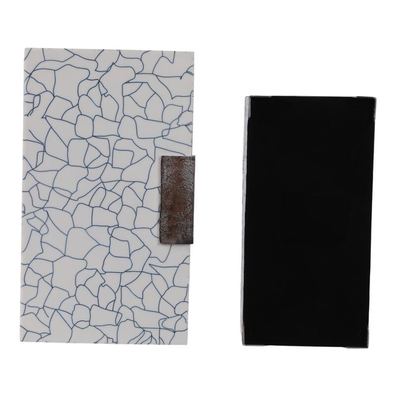 Resin Wood Boxes with Cracked Mosaic Texture (Set of 2) - 5" & 4" Blue - 14" x 8.25" x 4.75"