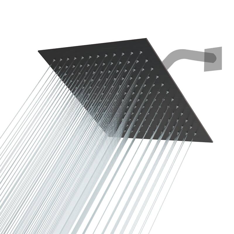 8/10/12/16 Inch Adjustable Rainfall Shower Head Wall-mounted Solid Square Ultra Thin 304 Stainless Steel