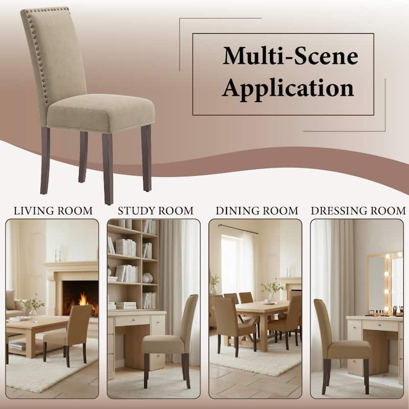 Dining Chairs Upholstered Velvet Nailhead Trim Wood Legs High Back