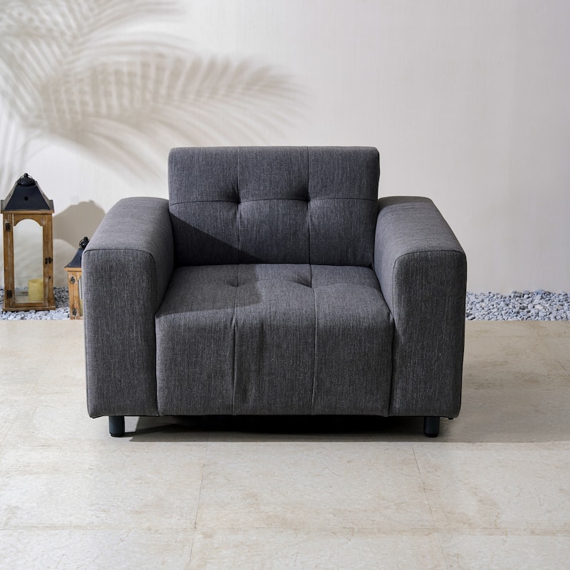 Modern Aluminum Grey Upholstered Single Sofa with Armrest - Grey
