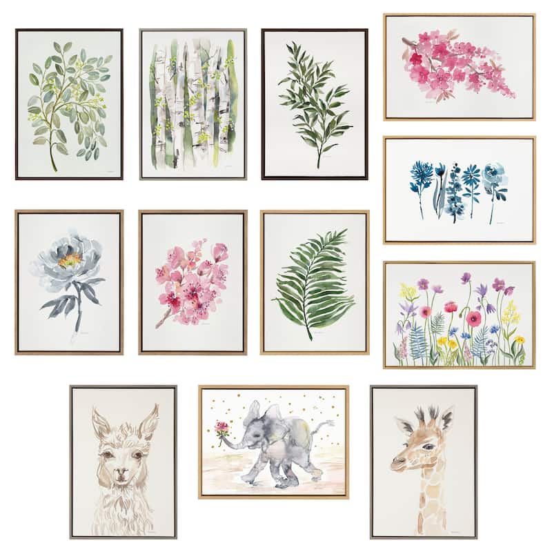 Kate and Laurel Sylvie Flower and Ferns Framed Canvas by Patricia Shaw