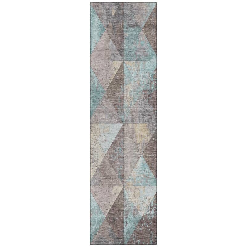 Machine Washable Indoor/ Outdoor Contemporary Diamonds Chantille Rug