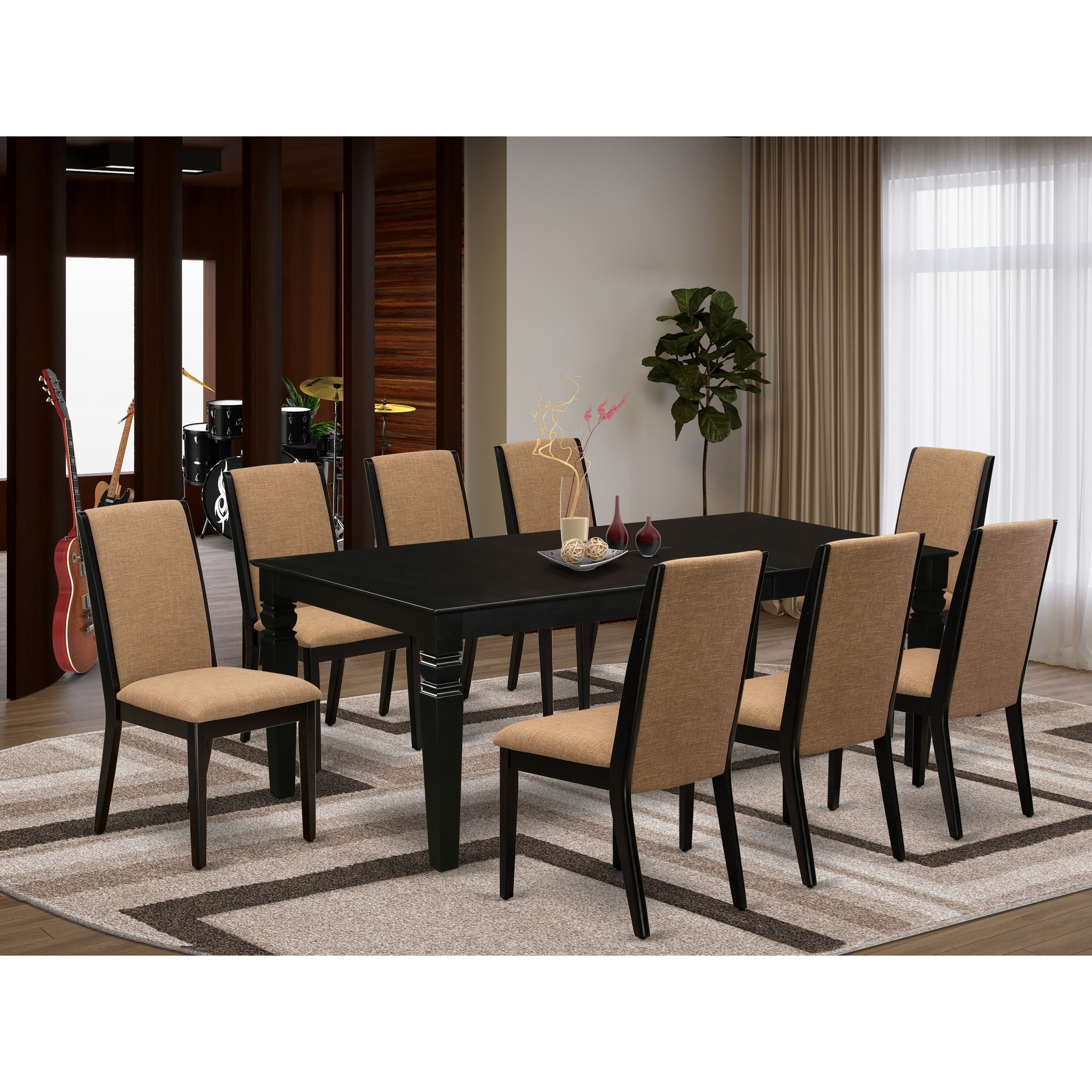 Lgla9 Blk 47 9 Piece Kitchen Table Set 8 Person Dining Chairs And