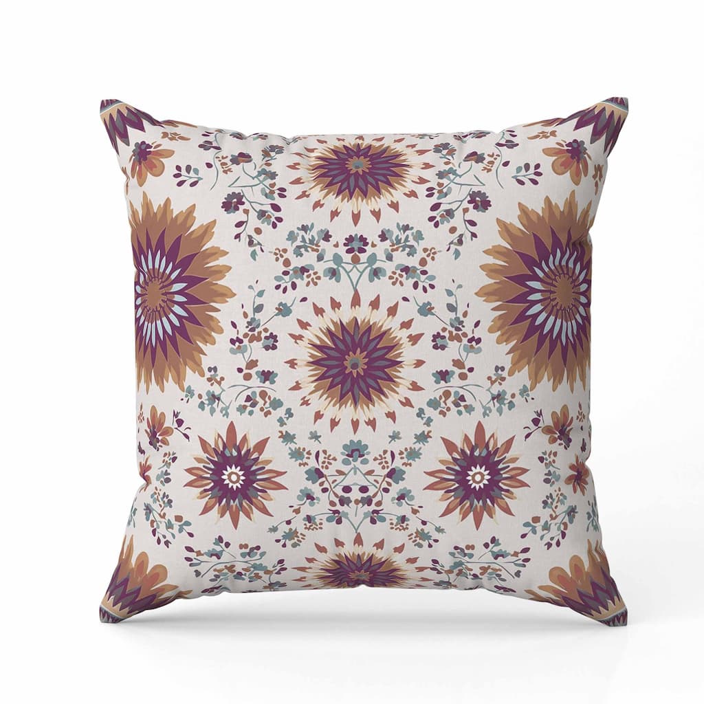 Delightful Dandelions Faux Suede Reversible Throw Pillow Purple and Coffee