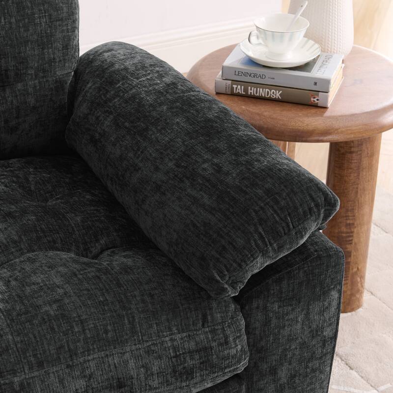 Double Recliner Chair with Adjustable Backrest, Storage Ottoman, USB Port & Phone Stand