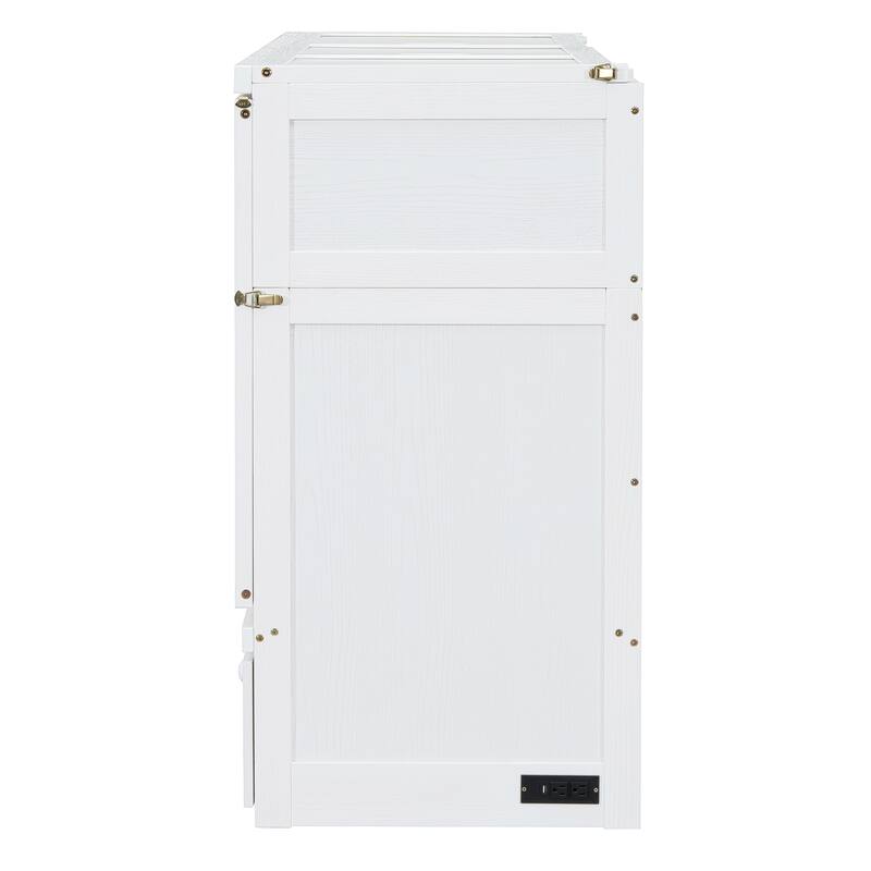 Queen Size Murphy Bed with USB Port and Large Drawer, Space-Saving Design, No Box Spring Needed, Espresso Finish