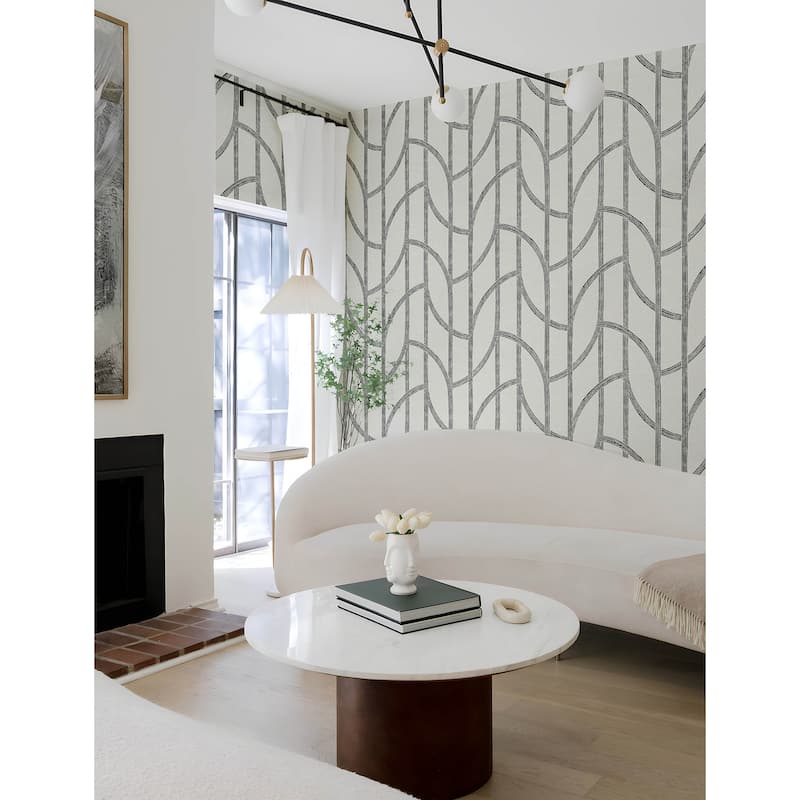 A-Street Prints Harlow Black Curved Contours Wallpaper
