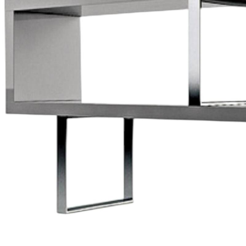 HomeRoots 67" Gray And Silver Metal and Wood Three Tier Etagere Bookcase