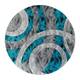 Orelsi Collection Abstract Area Rug - 8'1" Round - Turquoise/Grey