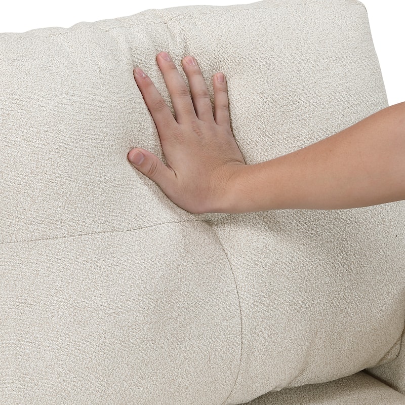 Hazel 56.5" Boucle 2-Seater Loveseat - Pull-out Bed, Shelves, USB Port