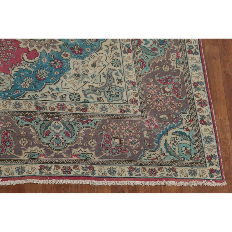Tabriz Persian Vintage Area Rug Handmade Wool Carpet - 10'1"x 12'10"