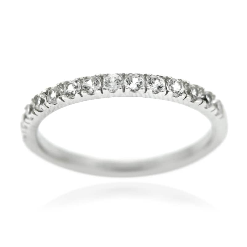 925 Sterling Silver White Natural Zircon Half Eternity Ring