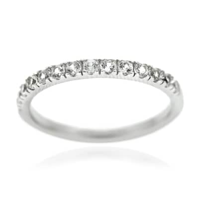 925 Sterling Silver White Natural Zircon Half Eternity Ring
