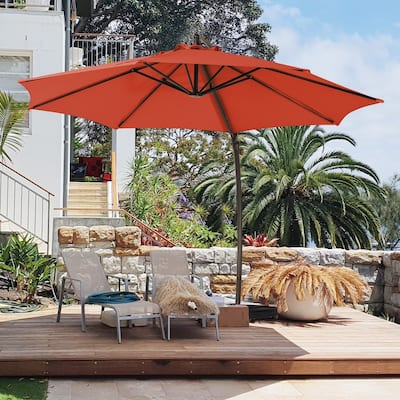 11 ft.Aluminum Curvy Cantilever Offset Hanging Patio Umbrella With Sandbag Base