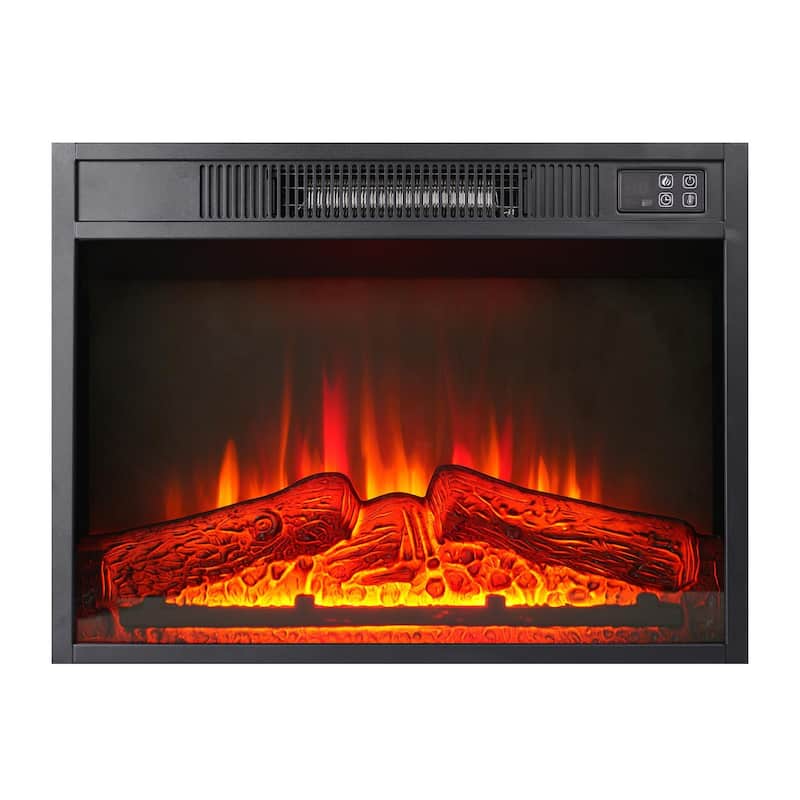 78 inch Electric Fireplace Mantel Fireplace TV Stand Entertainment Center with 30 inch Fireplace Insert Heater and Storage