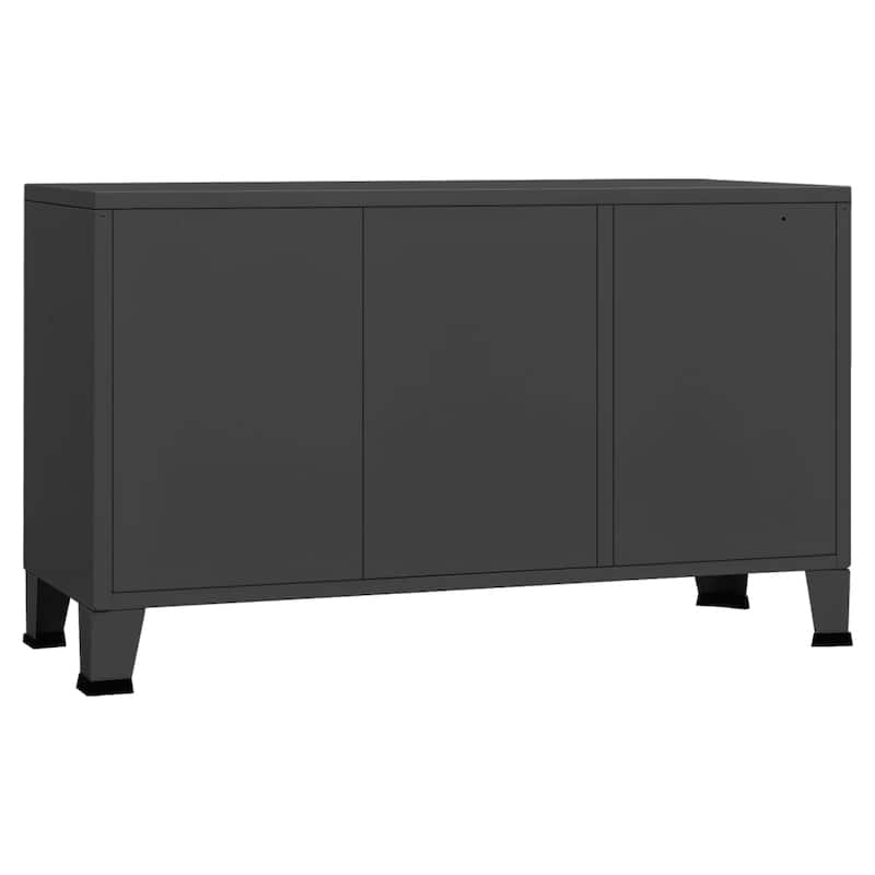 vidaXL Sideboard Industrial Storage Cabinet for Living Room Metal and Glass - 41.3" x 13.8" x 24.4"