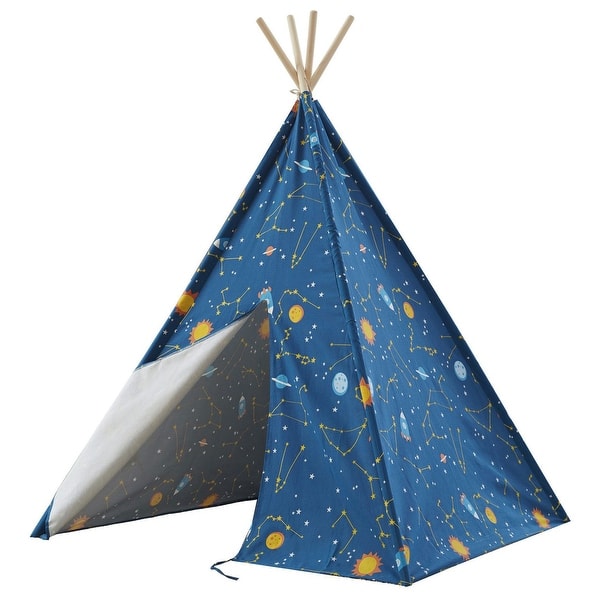 slide 2 of 3, Wonder&Wise Glow in the Dark Starry Sky Indoor Kids Foldable Canvas Teepee Tent