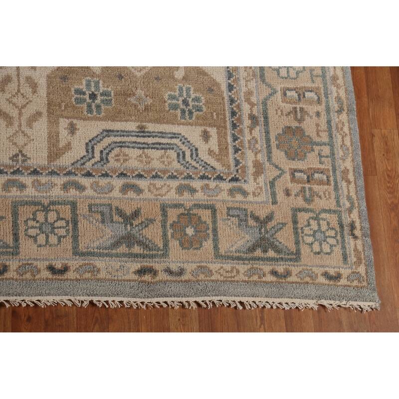 Geometric Khotan Indian Area Rug Hand-Knotted Wool Carpet - 8'10" x 11'10"