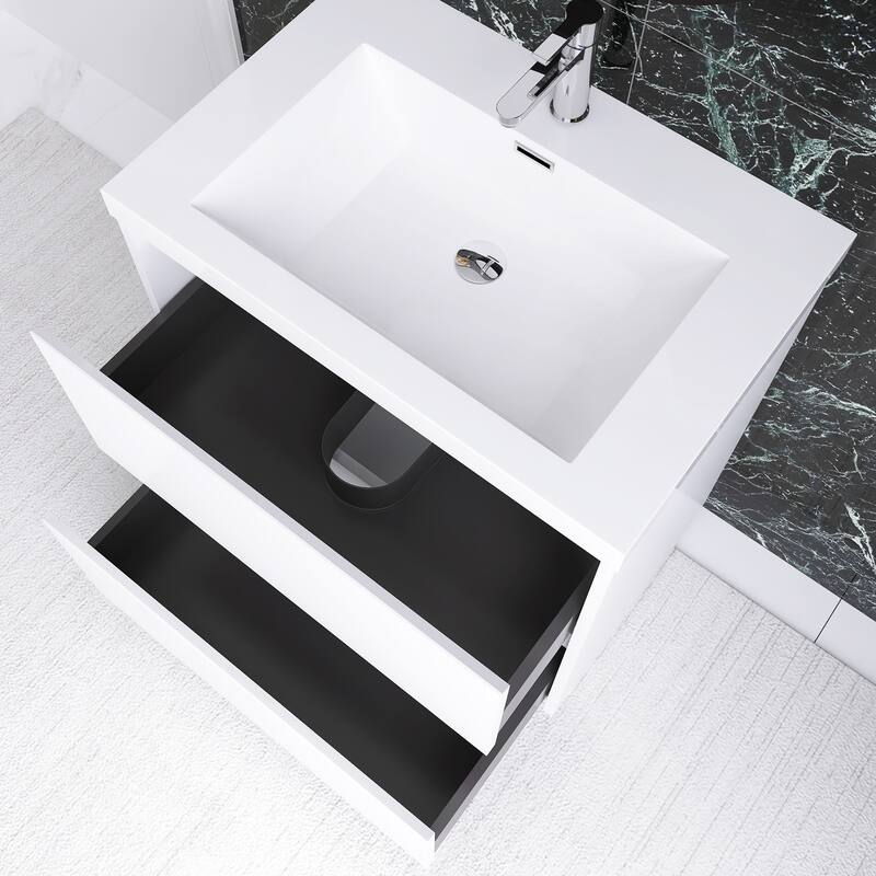 Floating Bathroom Vanity with Integrated Resin Top