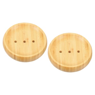 Wooden Soap Tray, Wooden Soap Dish, Natural Bamboo Soap Holder, Round - Wood Color