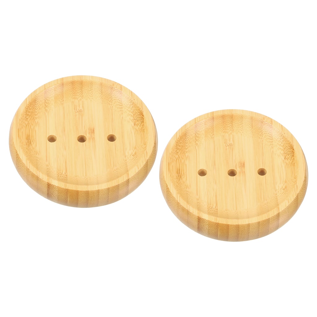 Wooden Soap Tray, Wooden Soap Dish, Natural Bamboo Soap Holder, Round - Wood Color