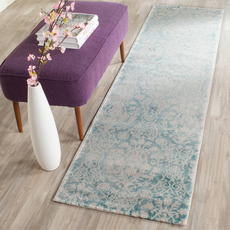 SAFAVIEH Passion Hallfridur Vintage Distressed Boho Oriental Rug - 2'2" x 10' Runner - Turquoise/Ivory