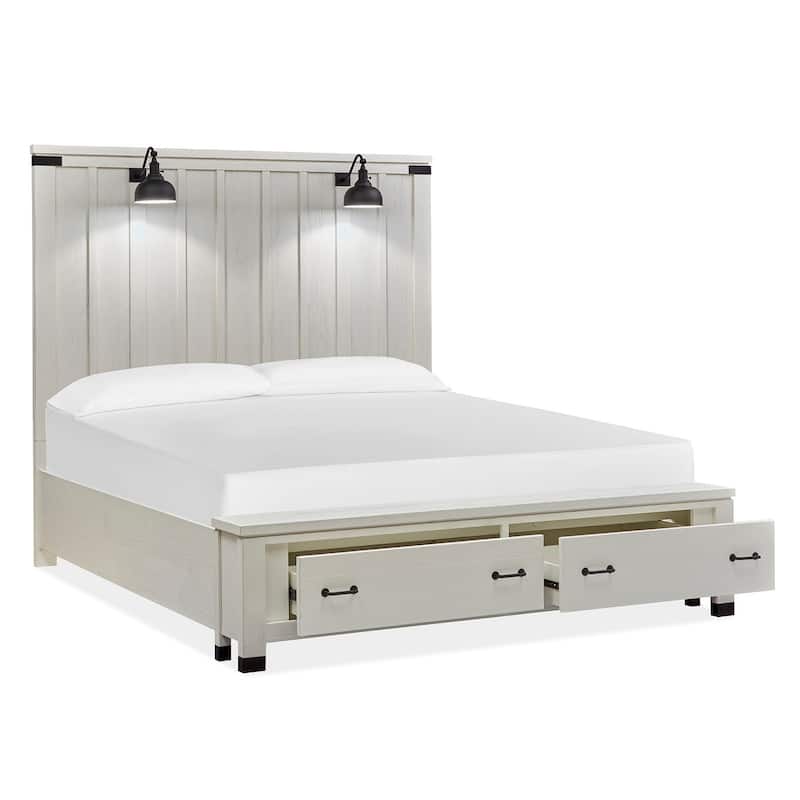 Magnussen Home Harper Springs Silo White Queen Lamp Panel Storage Bed