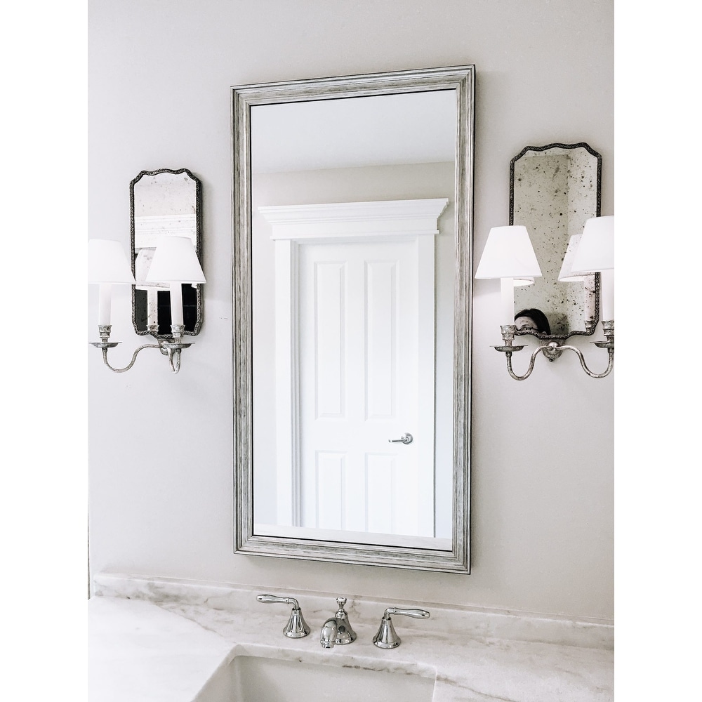  Frame My Mirror Add A Frame - Brushed Silver 28 x 48 Mirror  Frame Kit- Ideal for Bathroom, Wall Decor, Bedroom and Livingroom -  Moisture Resistant - Eastland Design - Mirror