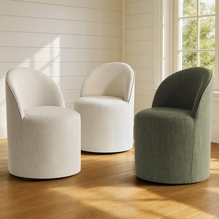 Linen Upholstered Dining Chair with Castors (Set of 2)