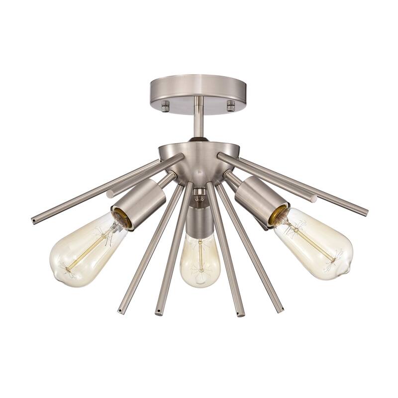 Caleb 3-Light Mid-Century Modern Sputnik Semi-Flush Mount