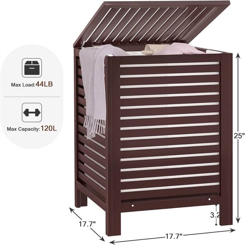 2-Section 120L Laundry Hamper with Lid - 18.31"L x 18.31"W x 25.59"H