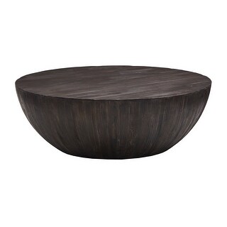 Evans Dark Brown Reclaimed Wood Drum Coffee Table