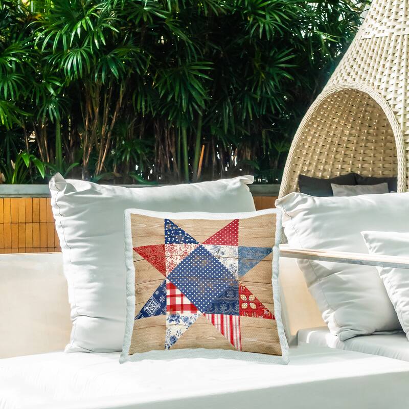 Stupell Rustic Americana Quilt Pattern Printed Outdoor Throw Pillow Design by Susan Arnot