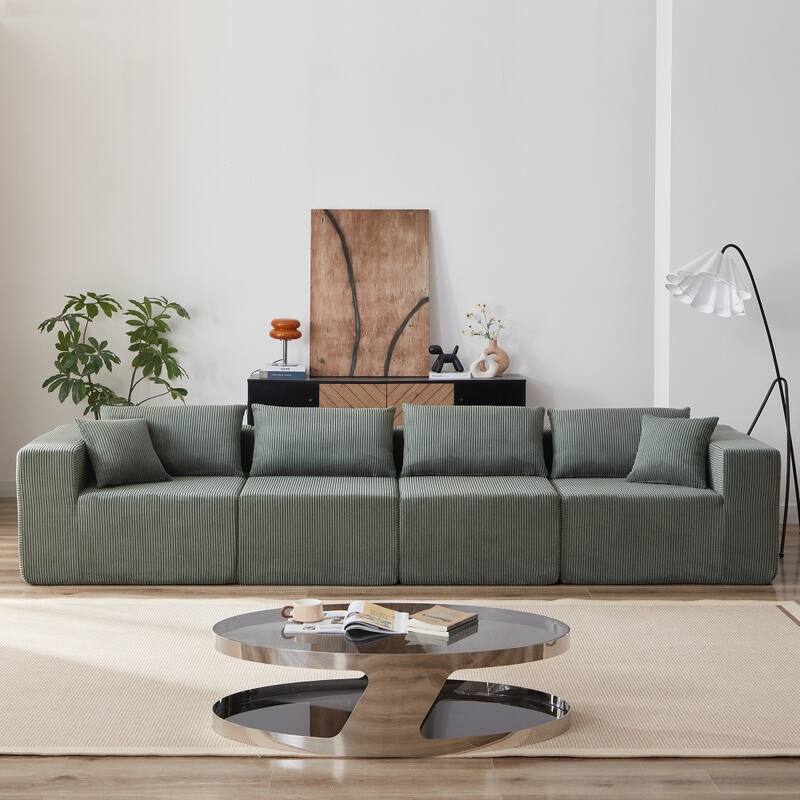 104" Corduroy Upholstered Modular L-shaped Sectional Sofa