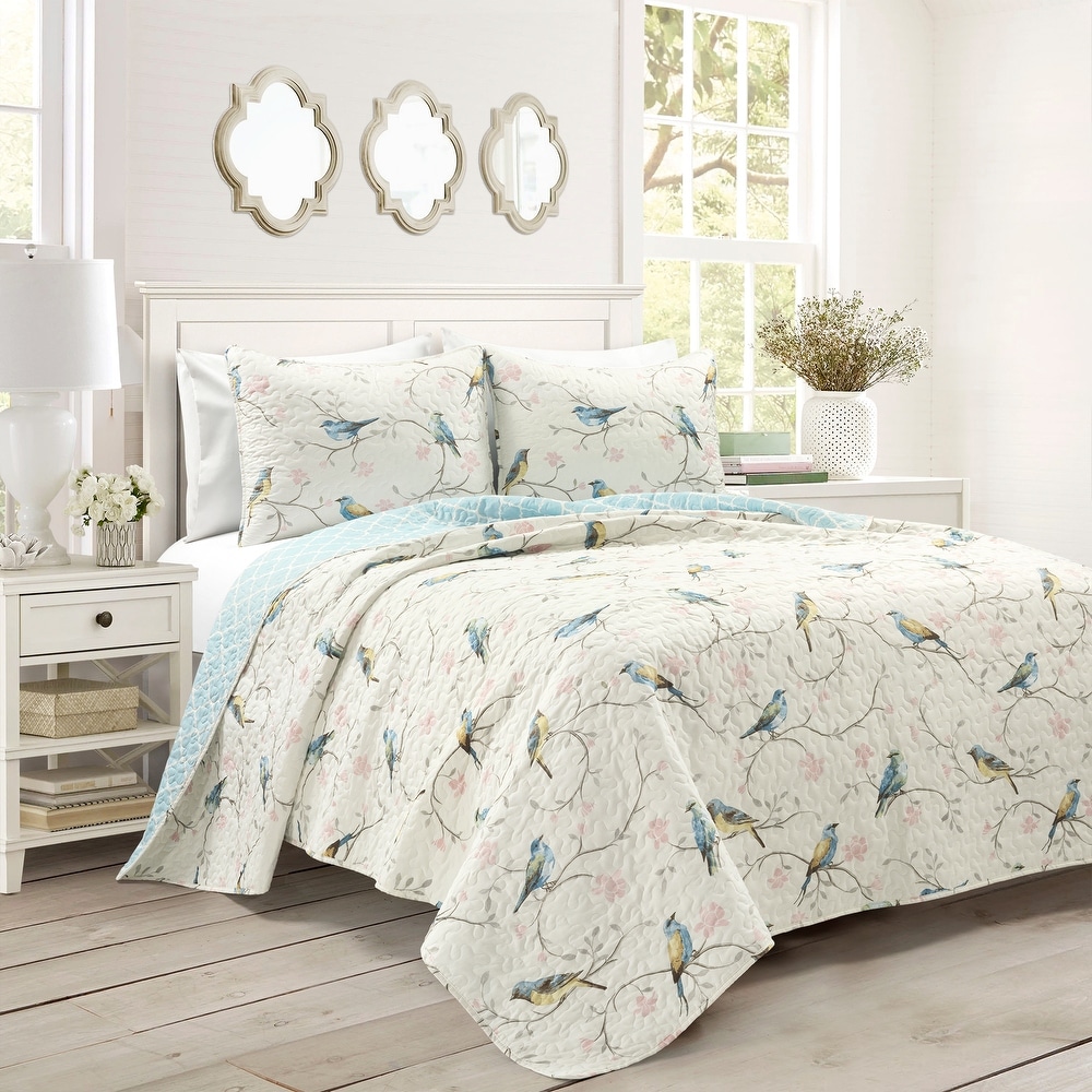 Best Comforter Sets Flying Birds Printing 3 Piece Cotton Bedspread Quilt Sets Queen 