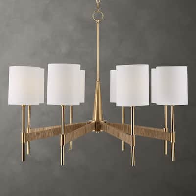 8-Light Rattan Wrapped Ceiling Chandelier - 32"