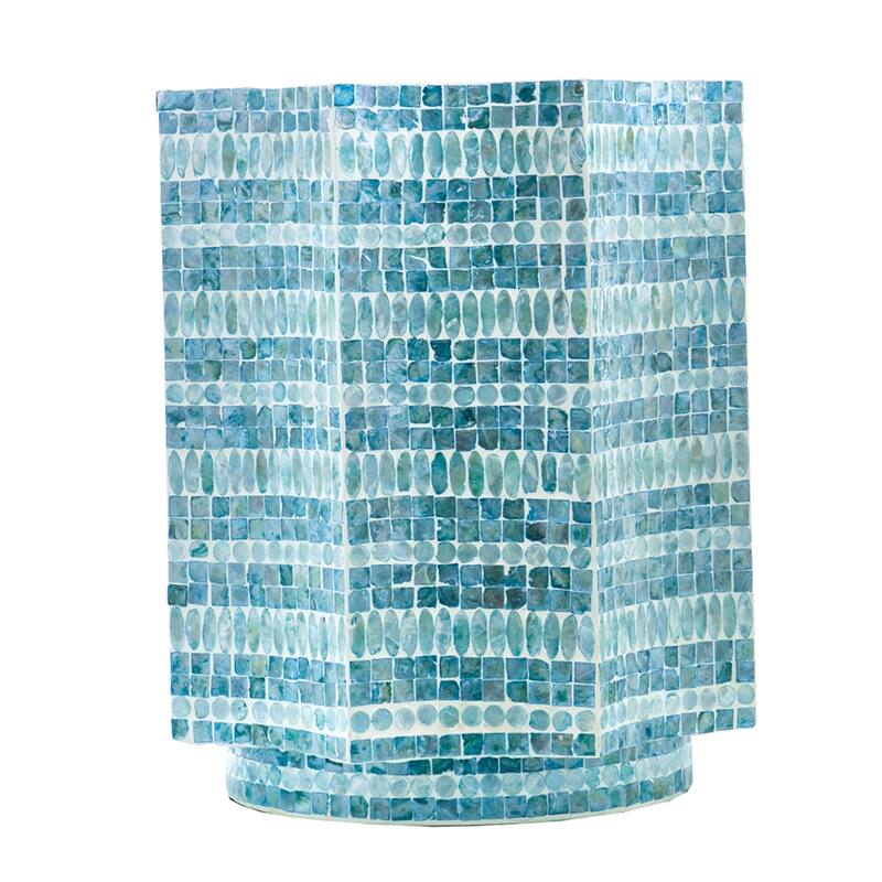Starburst Capiz Shell Inlay Stool - 19.75" - Blue